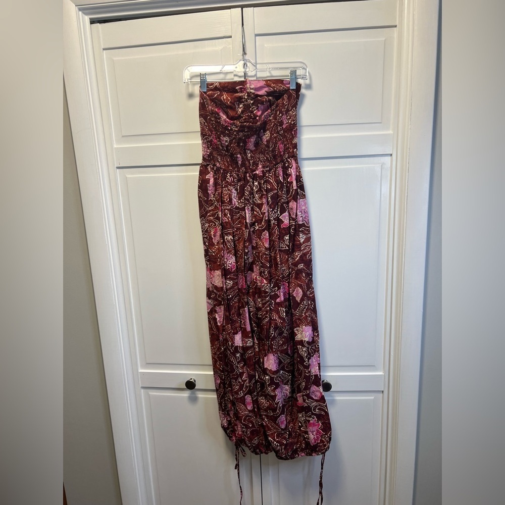 Free People Iris Halter Jumpsuit Size XS-S (NO SIZE TAG )Color Brown And Pink - Picture 7 of 14